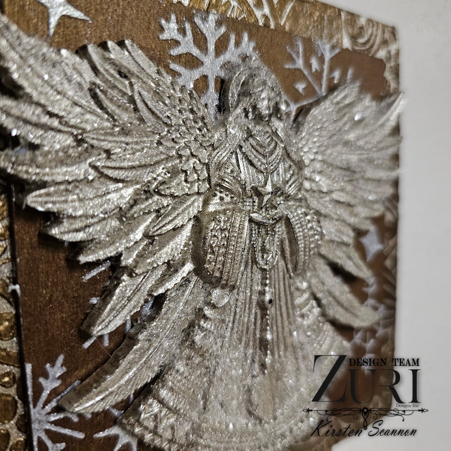 Angel Over Santa and Sleigh Christmas Mixed Media Wall Hanging