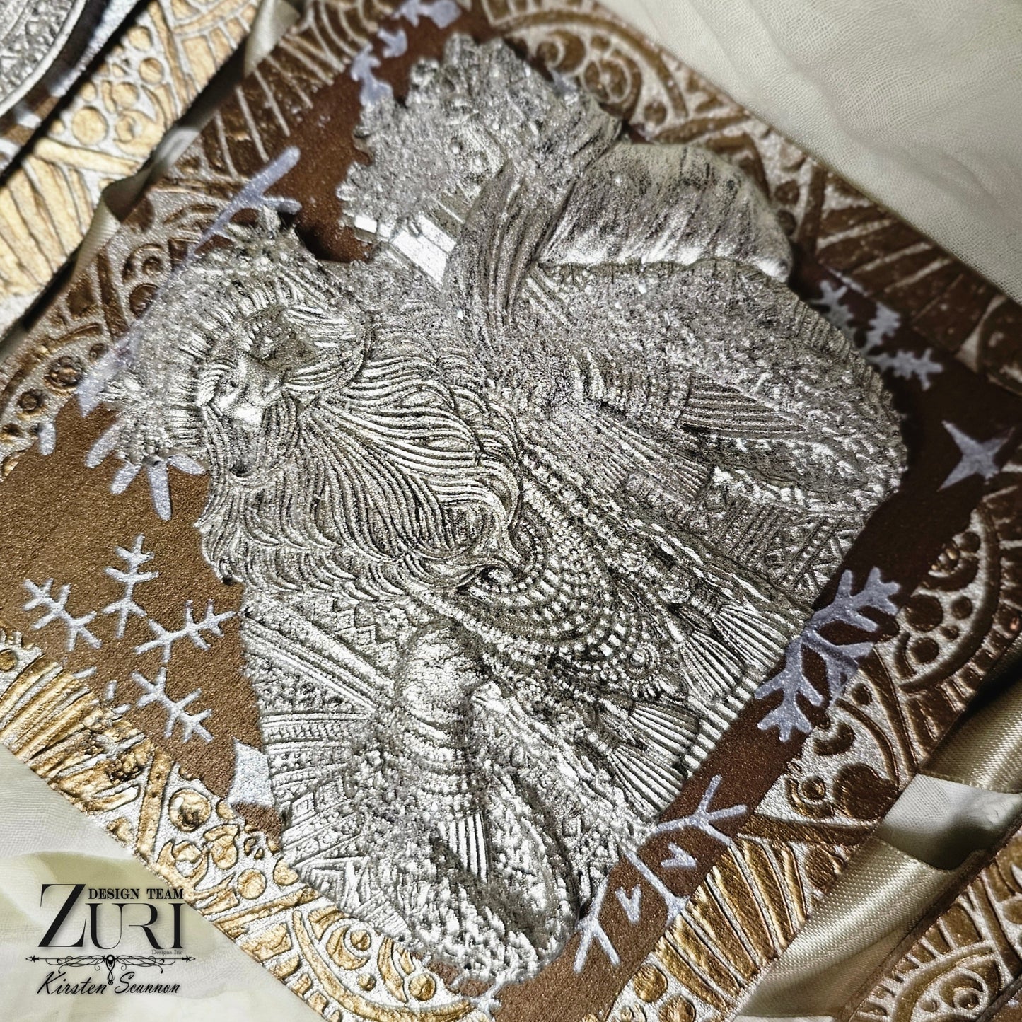Angel Over Santa and Sleigh Christmas Mixed Media Wall Hanging
