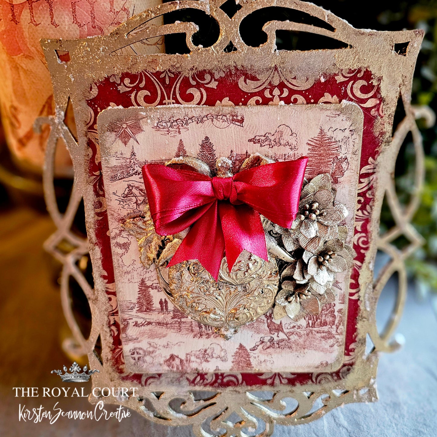 Strawberries and Champagne Christmas Mixed Media Wall Hanging