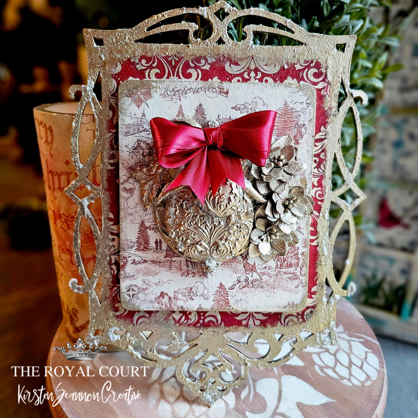 Strawberries and Champagne Christmas Mixed Media Wall Hanging