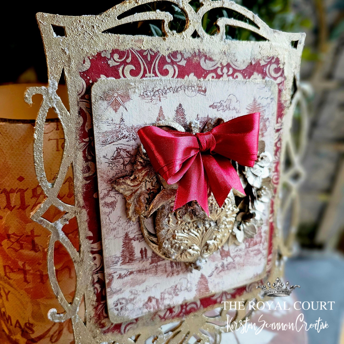 Strawberries and Champagne Christmas Mixed Media Wall Hanging