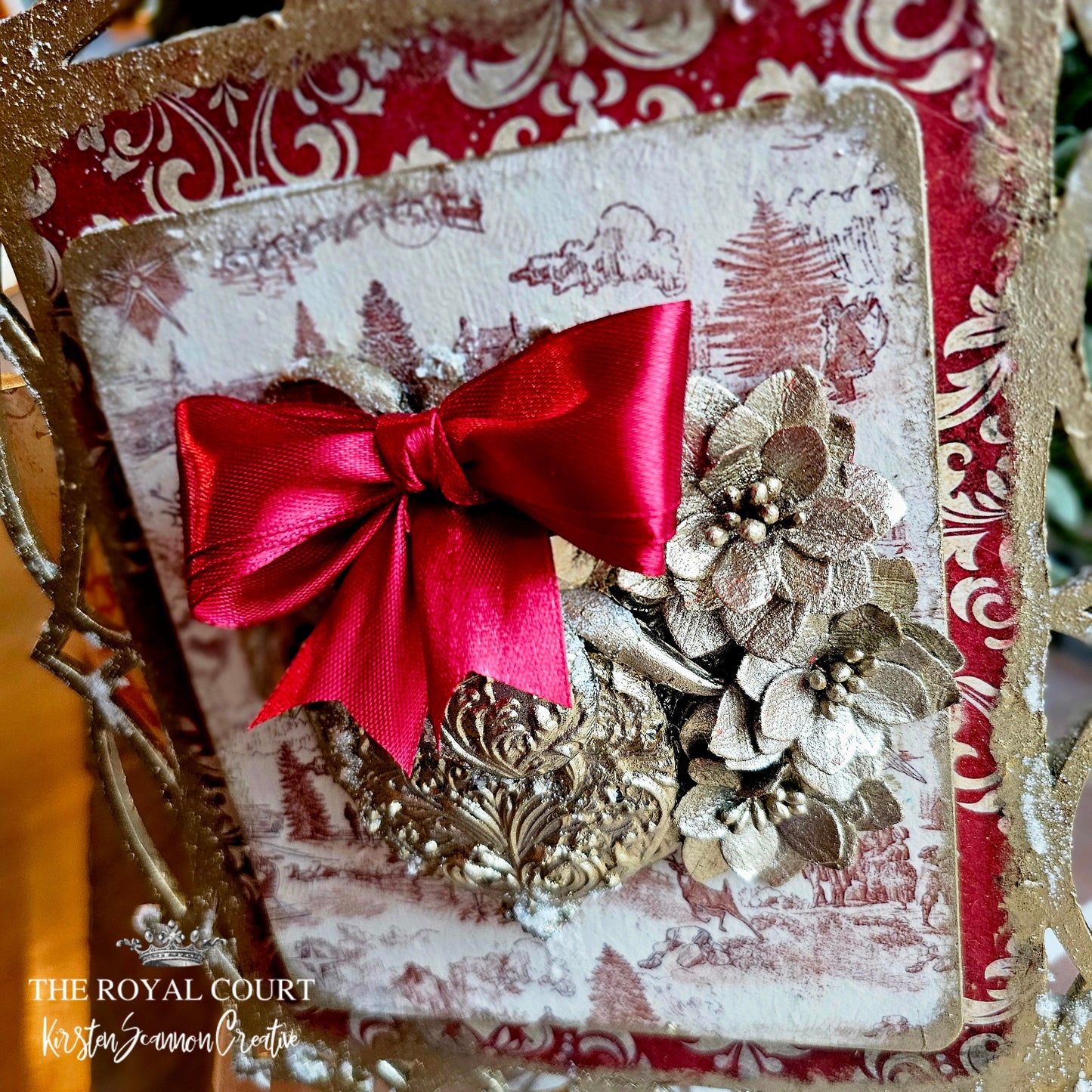 Strawberries and Champagne Christmas Mixed Media Wall Hanging