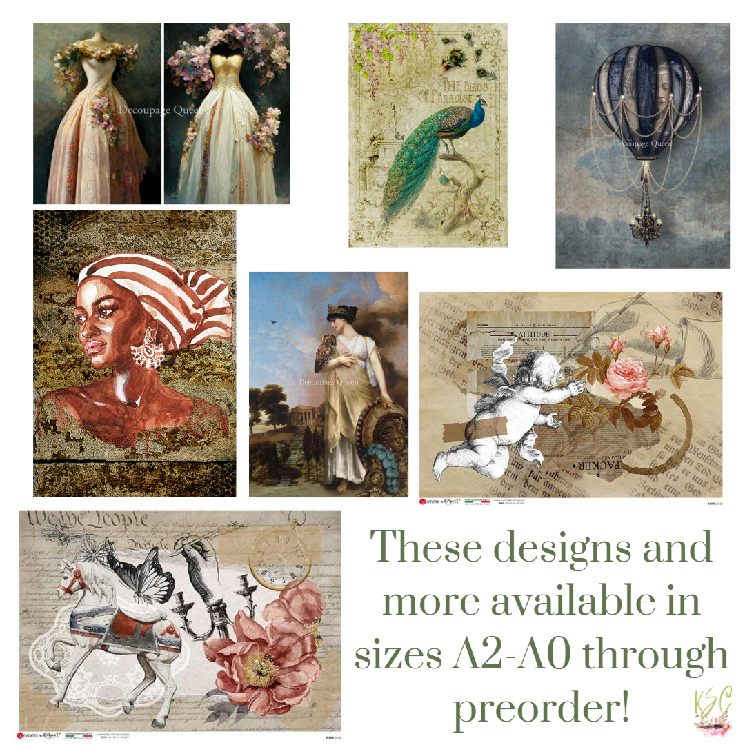 PREORDER | 1st - 10th Monthly | Large Format Rice Paper Decoupage Queen & Washipaper by Paper Designs | Large Decoupage Paper | A0 A1 A2