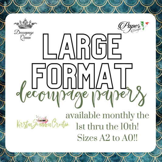 PREORDER | 1st - 10th Monthly | Large Format Rice Paper Decoupage Queen & Washipaper by Paper Designs | Large Decoupage Paper | A0 A1 A2