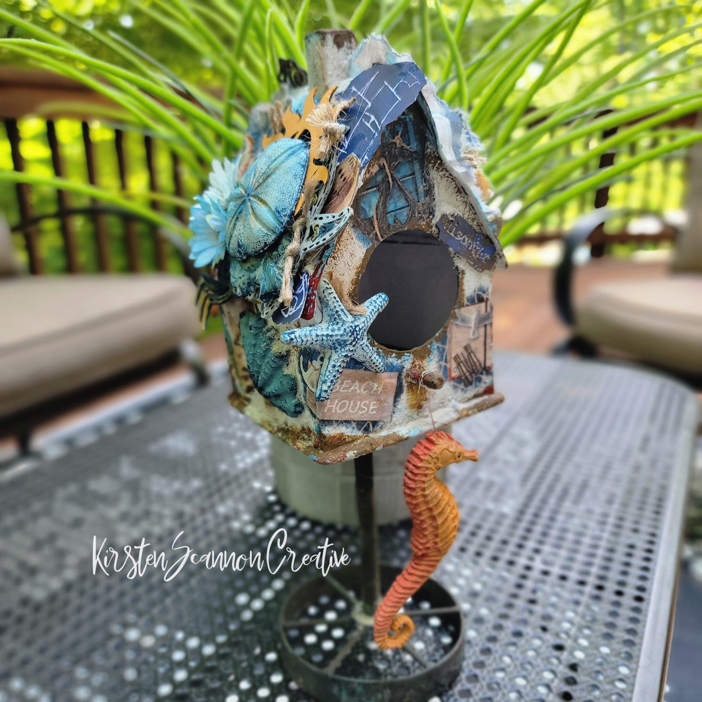 Beachcomber Corral Mixed Media Birdhouse