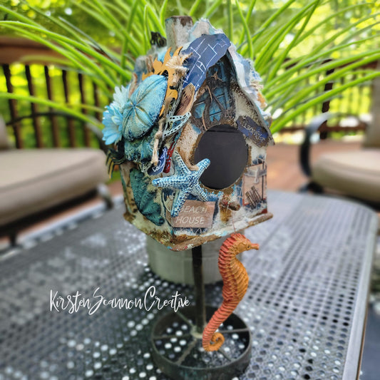 Beachcomber Corral Mixed Media Birdhouse