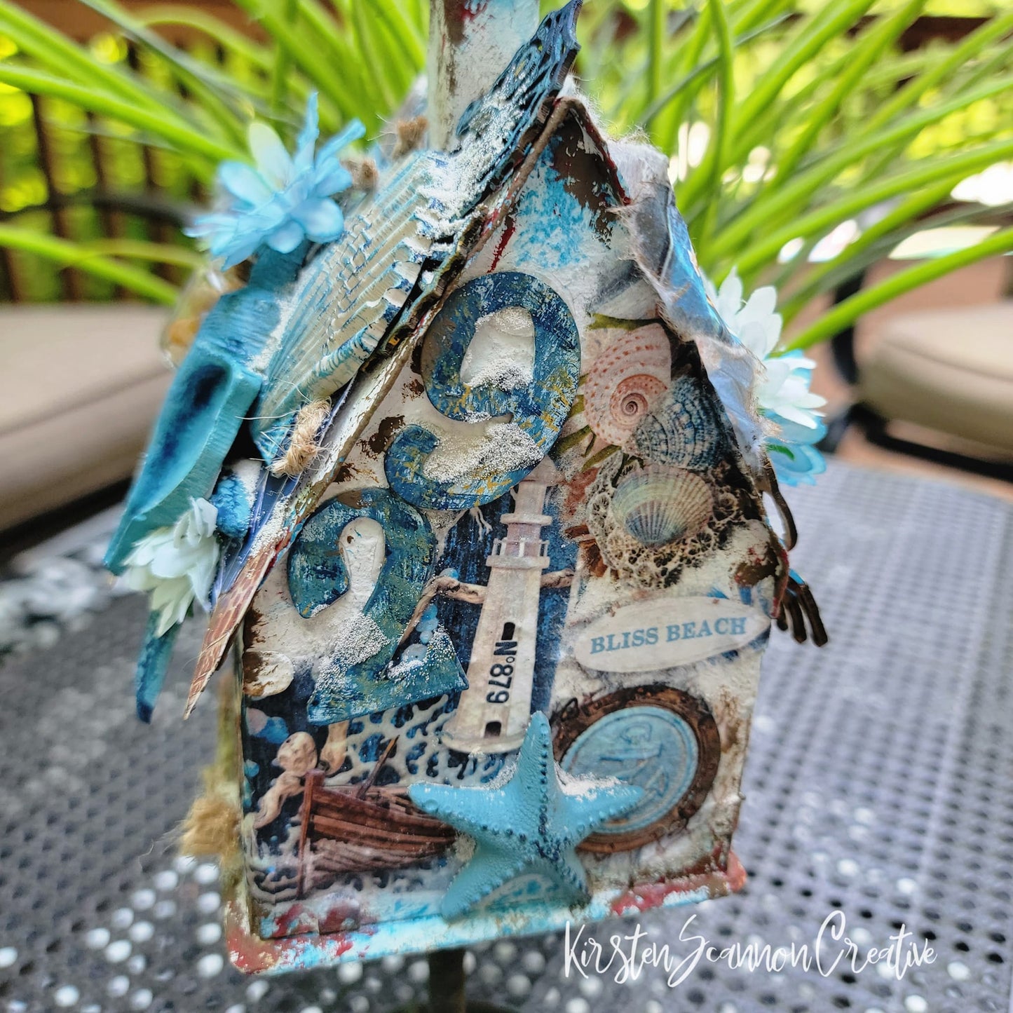 Beachcomber Corral Mixed Media Birdhouse