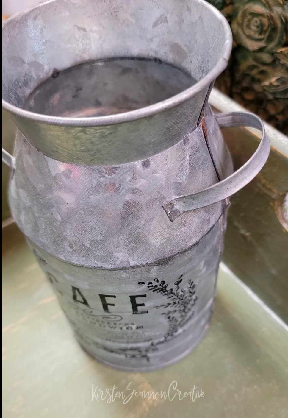 French Country Theme Galvanized Metal Milk Can