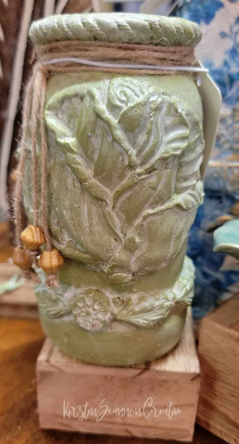 Shabby Rose Green Vase