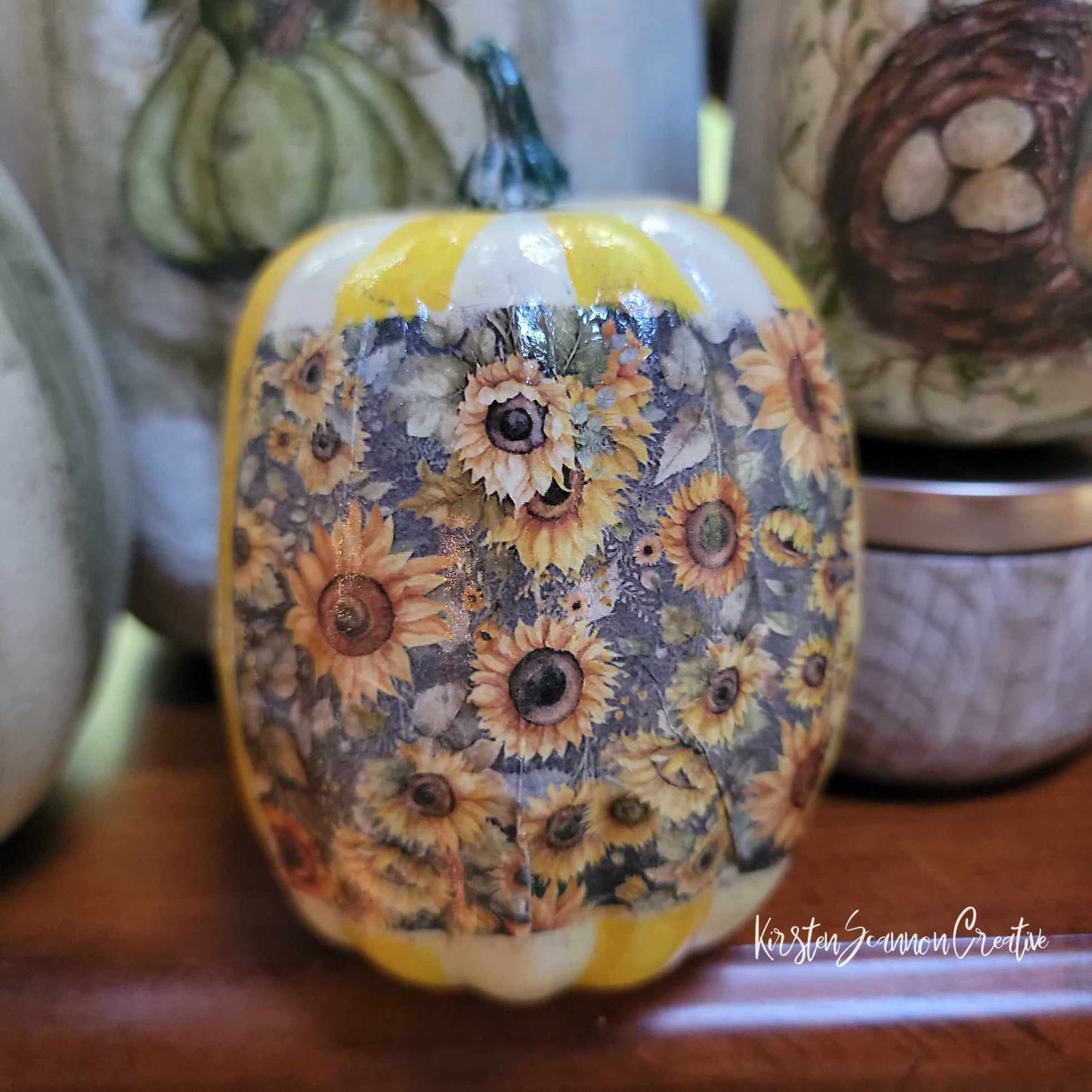 Sunflowers & Stripes Pumpkin Table Décor - Home Décor - Autumn - Fall