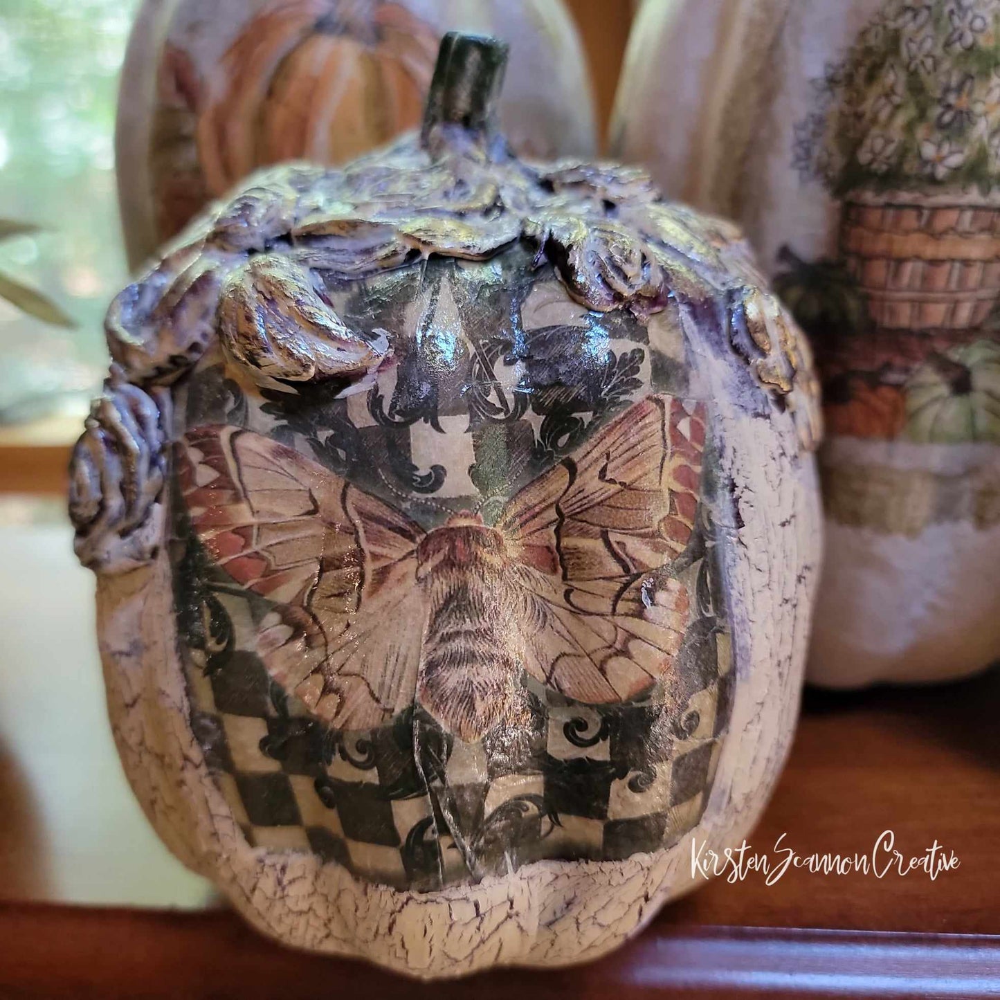 Mothy Pumpkin Decoupaged Foam Pumpkin Table Décor - Home Décor - Autumn - Fall