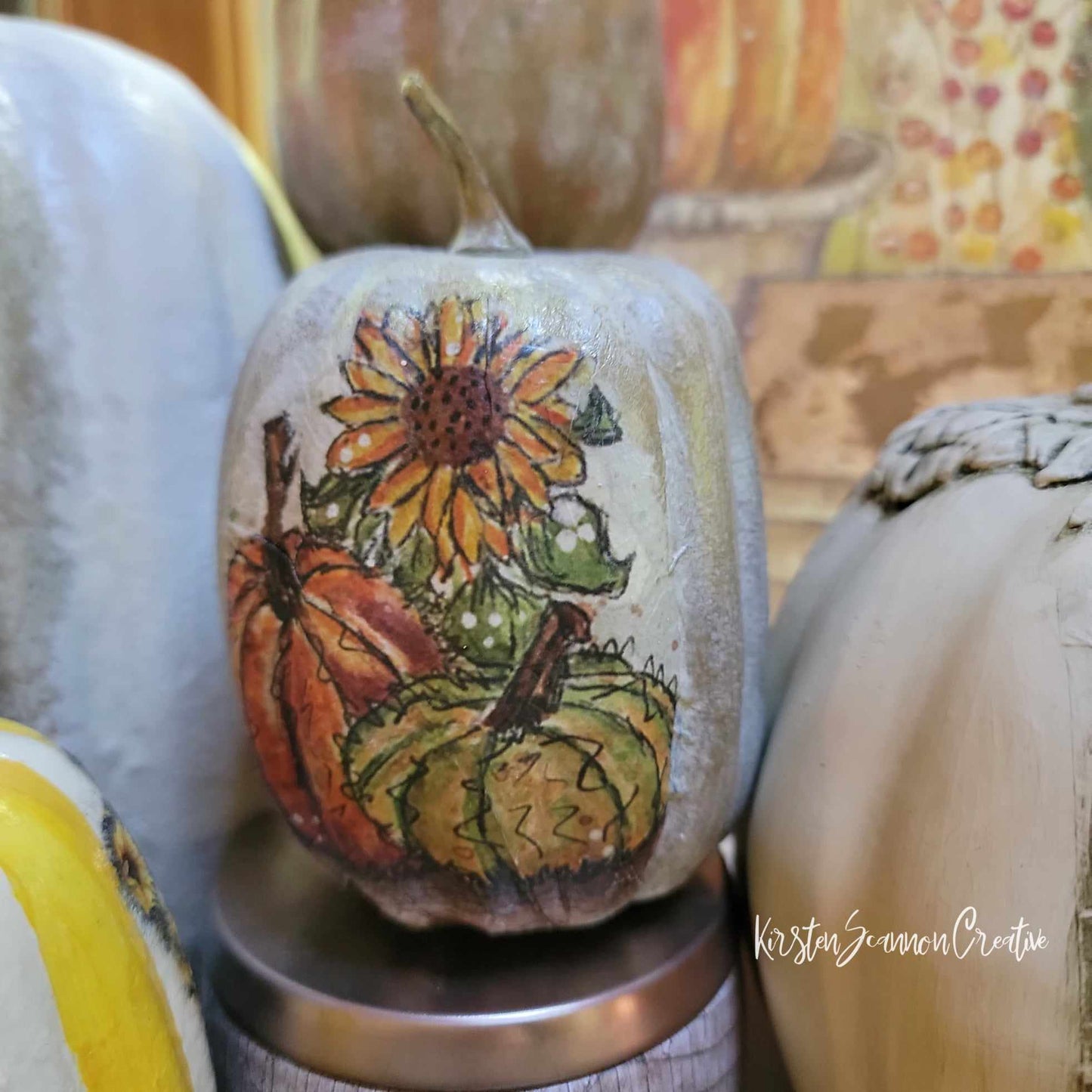 Bird Nest Decoupaged Foam Pumpkin Table Décor - Home Décor - Autumn - Fall
