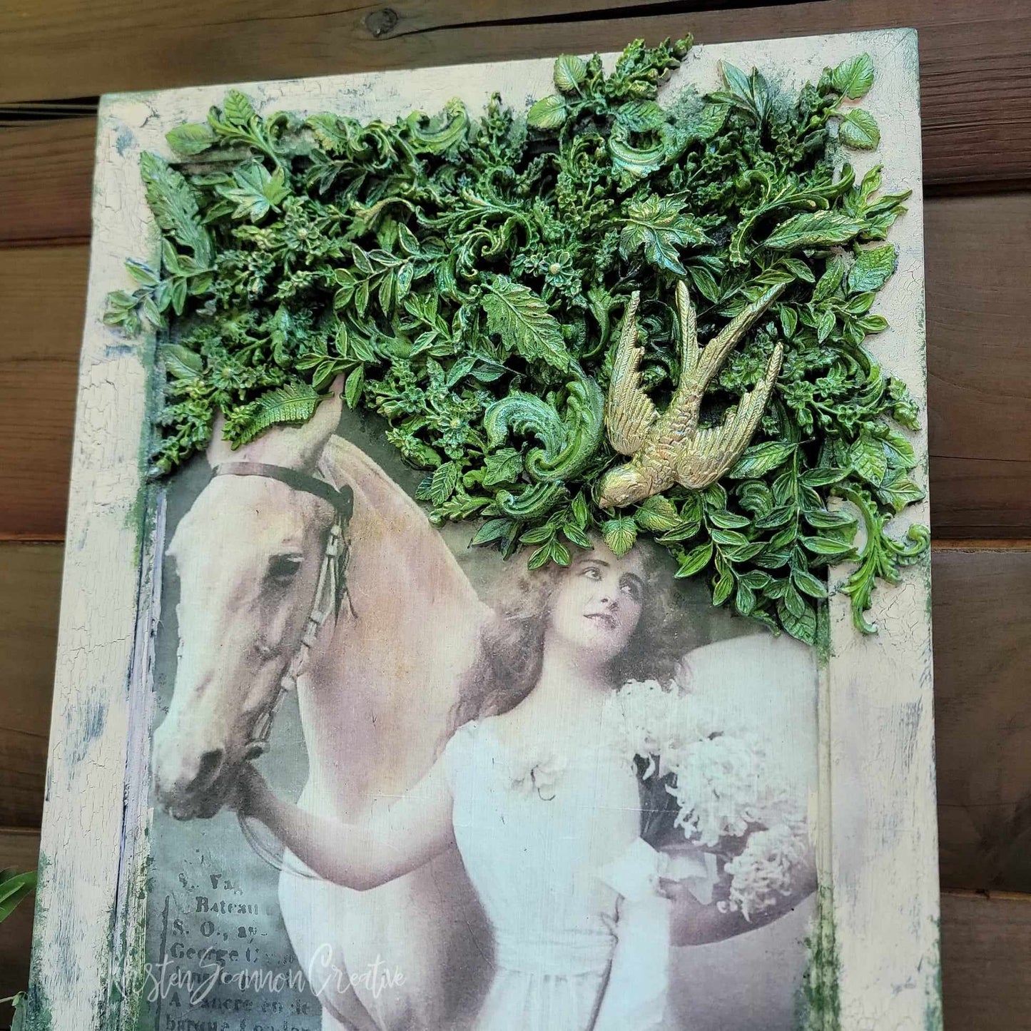 Twilight Forest Walk Decoupaged Artwork, Wallhanging, Hearth Leaner