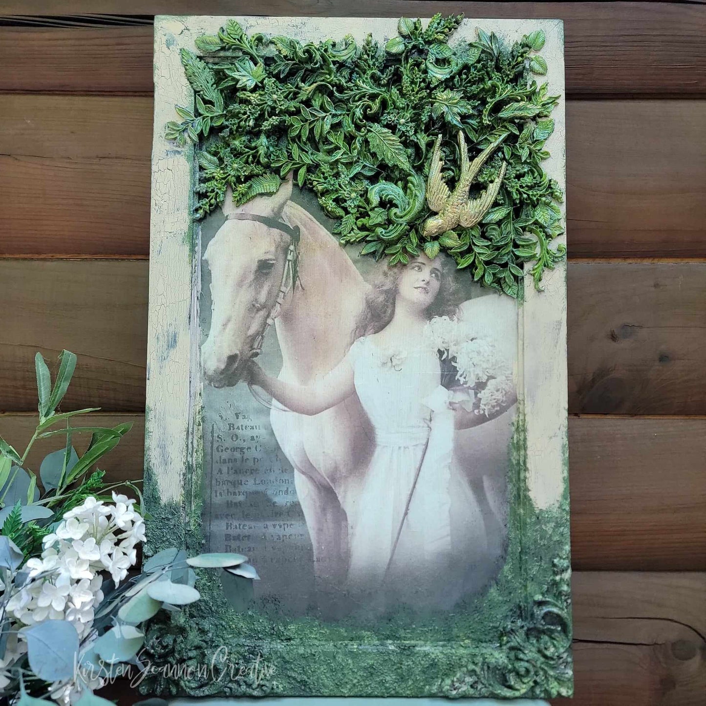 Twilight Forest Walk Decoupaged Artwork, Wallhanging, Hearth Leaner