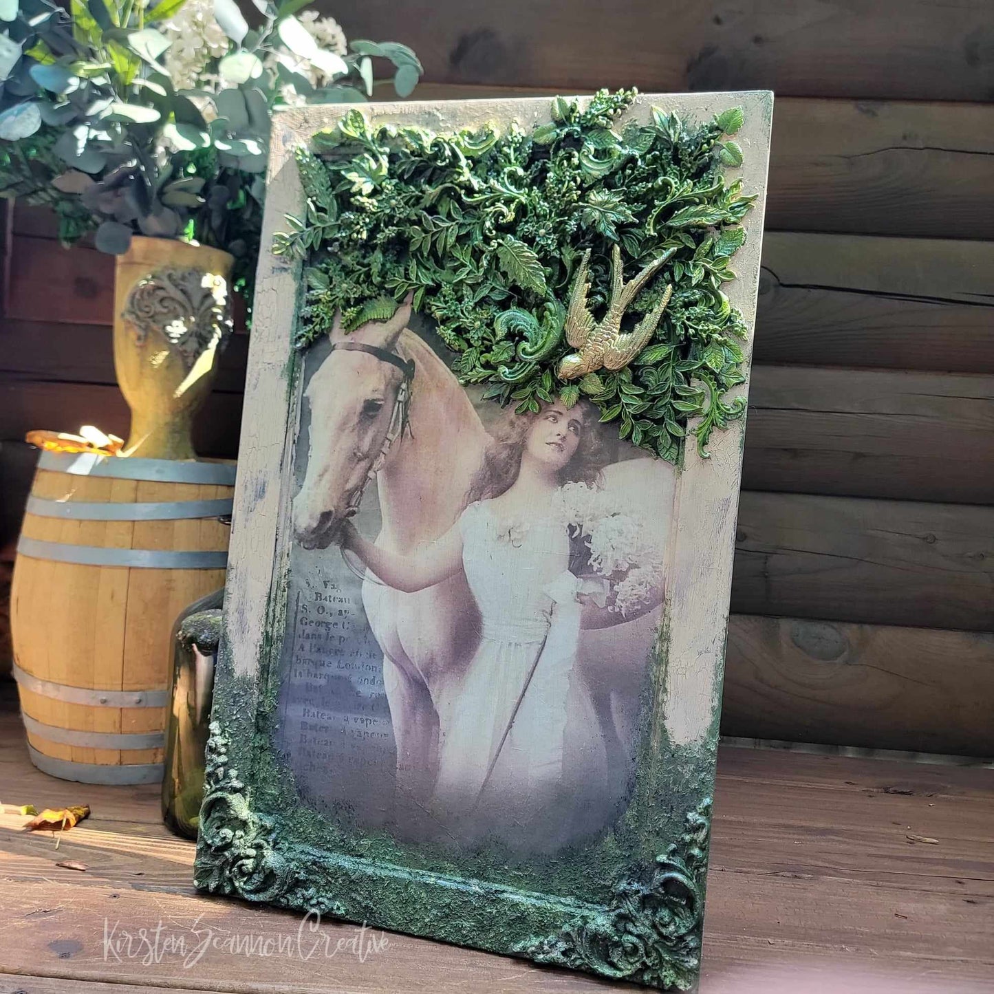 Twilight Forest Walk Decoupaged Artwork, Wallhanging, Hearth Leaner