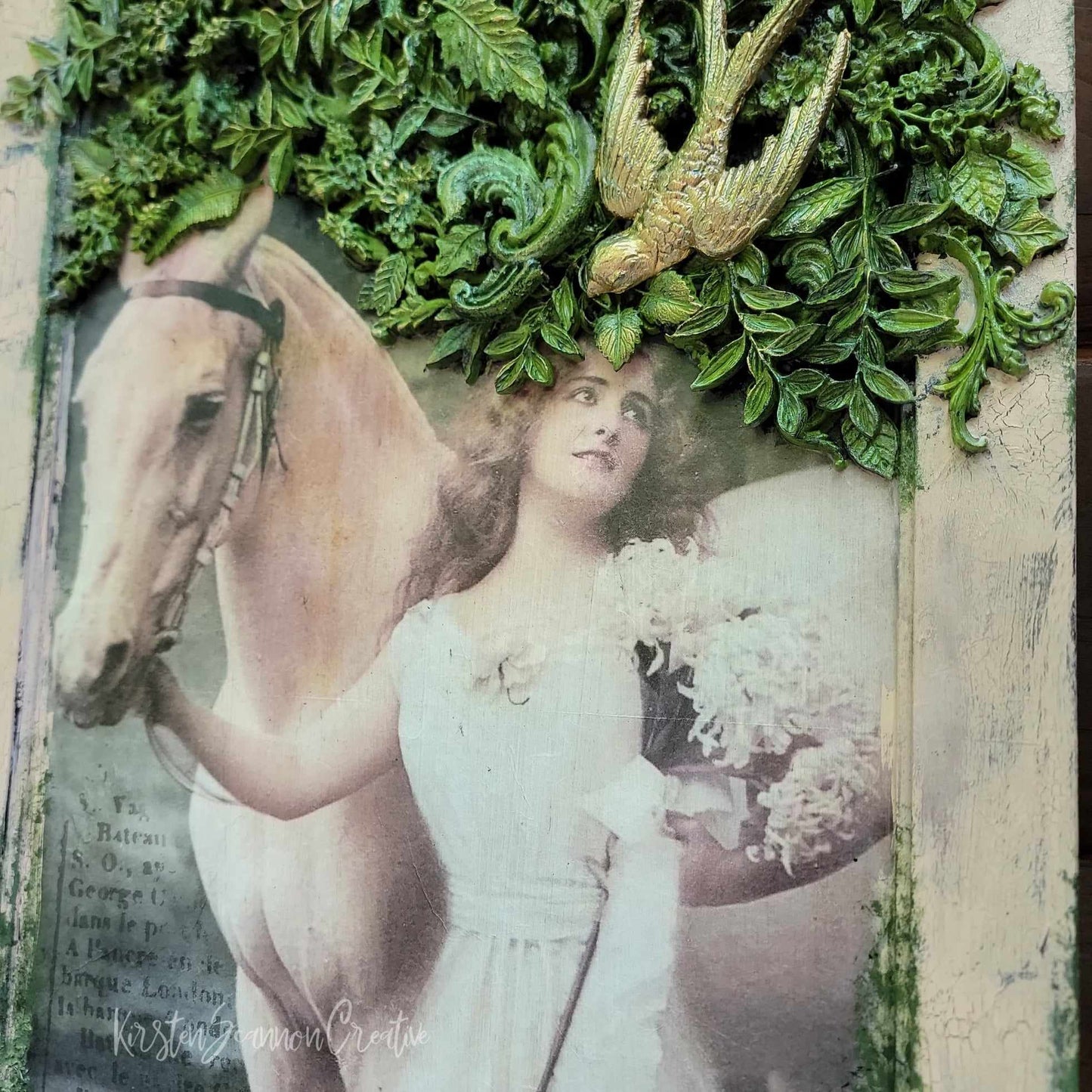 Twilight Forest Walk Decoupaged Artwork, Wallhanging, Hearth Leaner