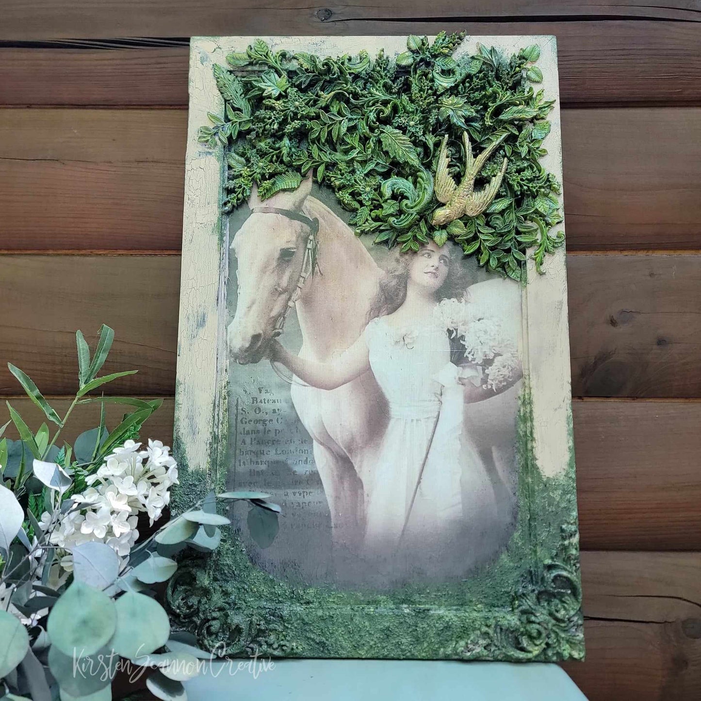 Twilight Forest Walk Decoupaged Artwork, Wallhanging, Hearth Leaner