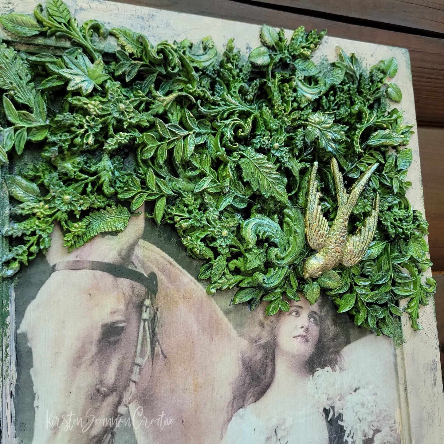 Twilight Forest Walk Decoupaged Artwork, Wallhanging, Hearth Leaner