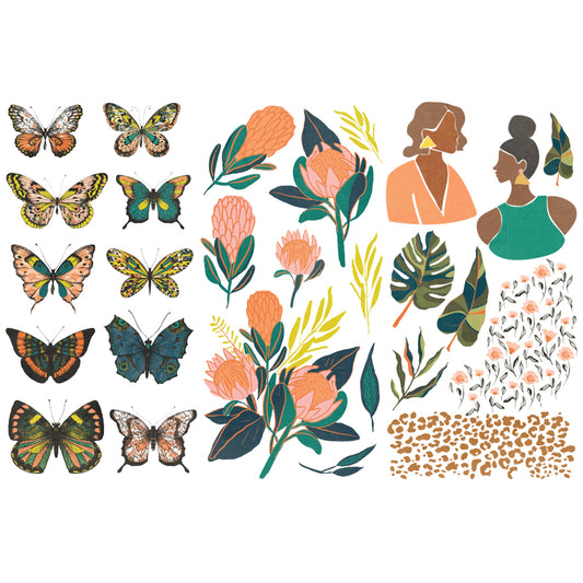 Closeout Sale! Prima Majestic CollectionRub-On Transfer - 3 sheets, 6"x12" for DIY Projects, Scrapbooking, Art Journals, Mixed Media, Collage