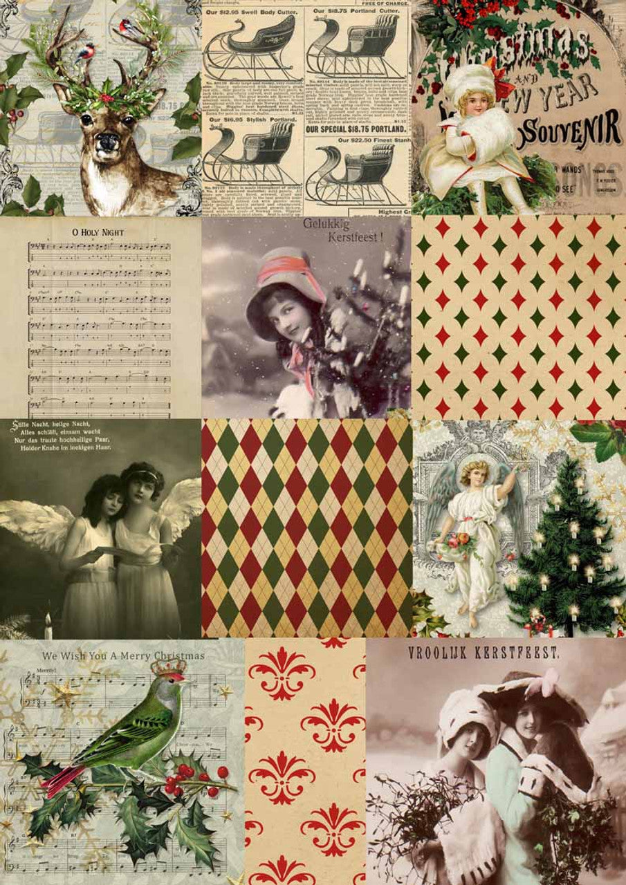 Decoupage Queen A3 Rice Paper RETIRED Christmas Squares
