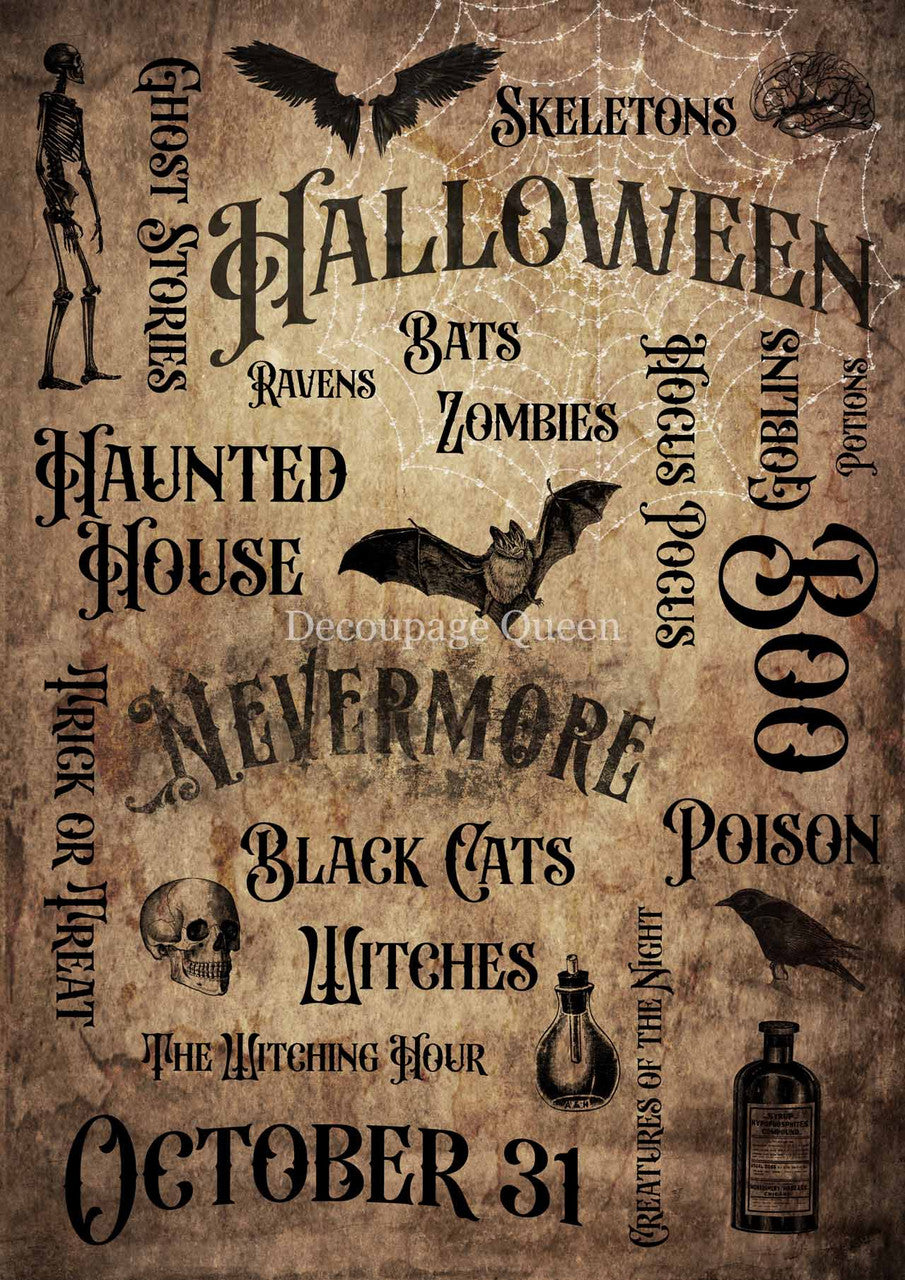 Decoupage Queen A3 Rice Paper Bewitching Words A3