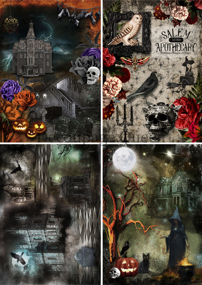 Decoupage Queen Rice Paper Halloween 4 Pack LIMITED EDITION A4