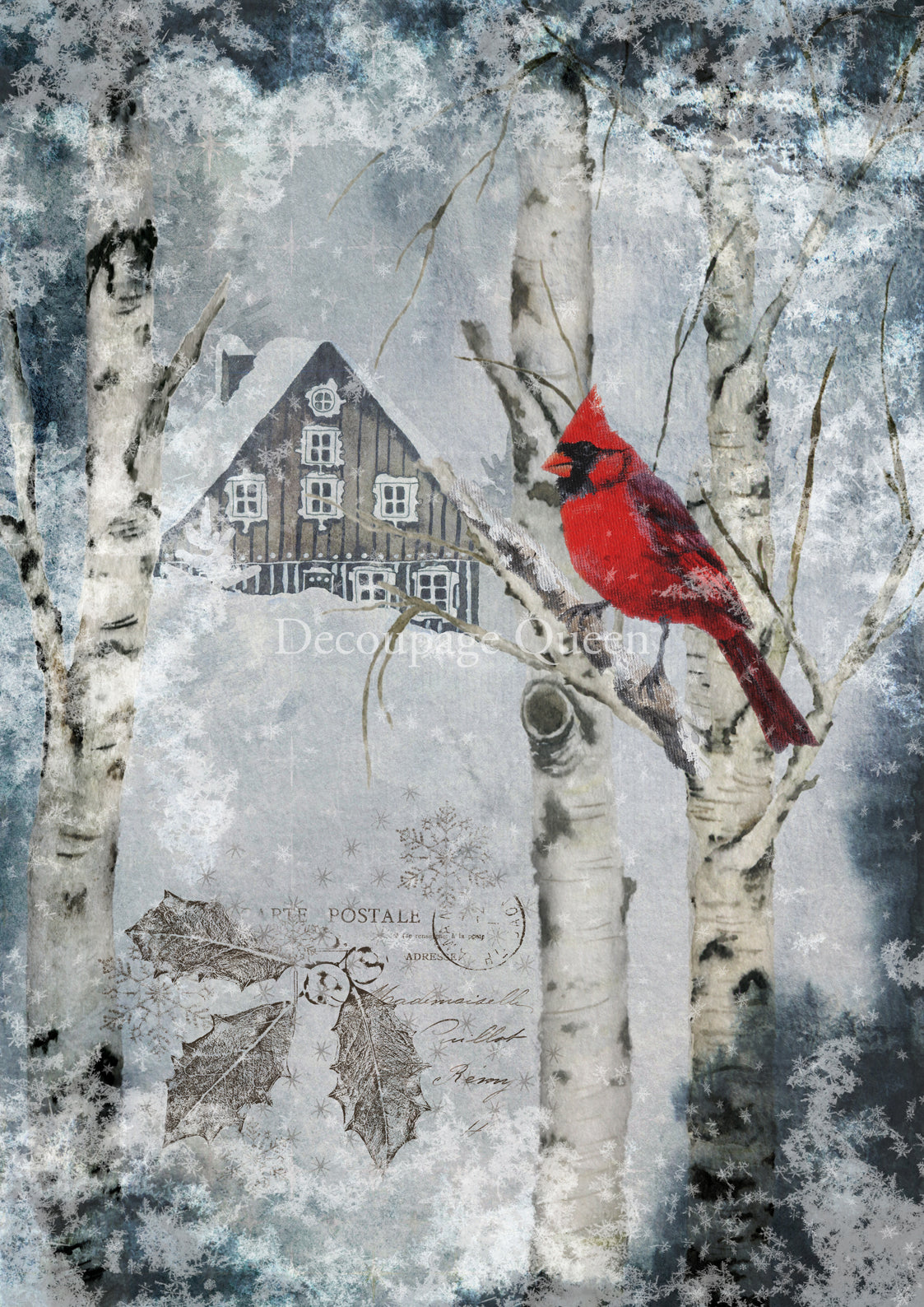 Decoupage Queen Rice Paper Winter Cardinal A3 & A4