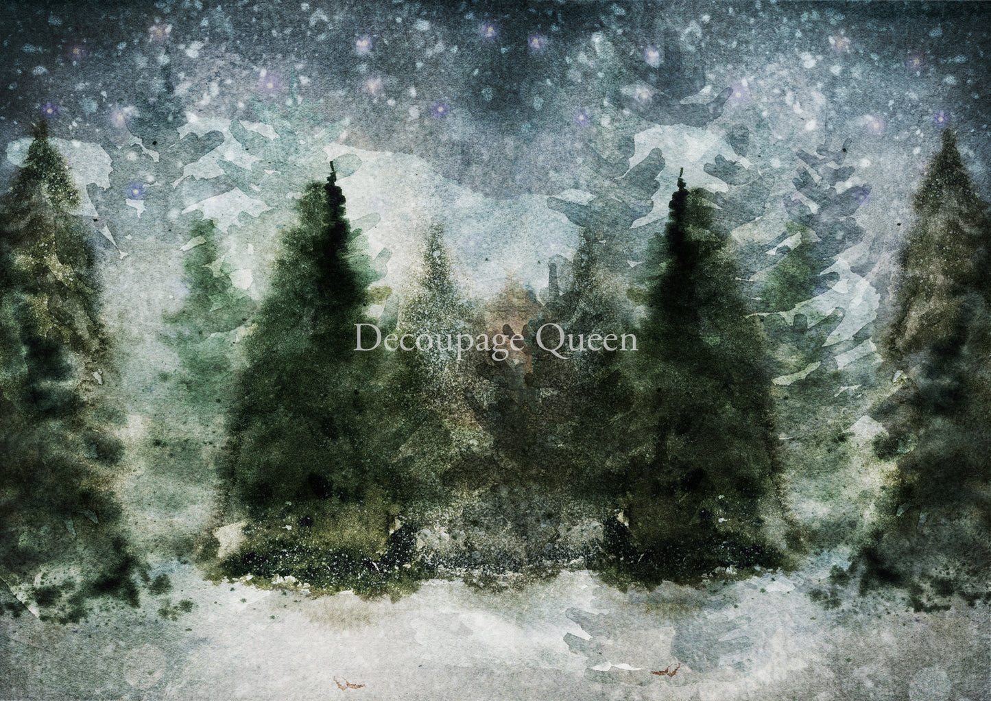 Decoupage Queen Rice Paper Winter Trees A4