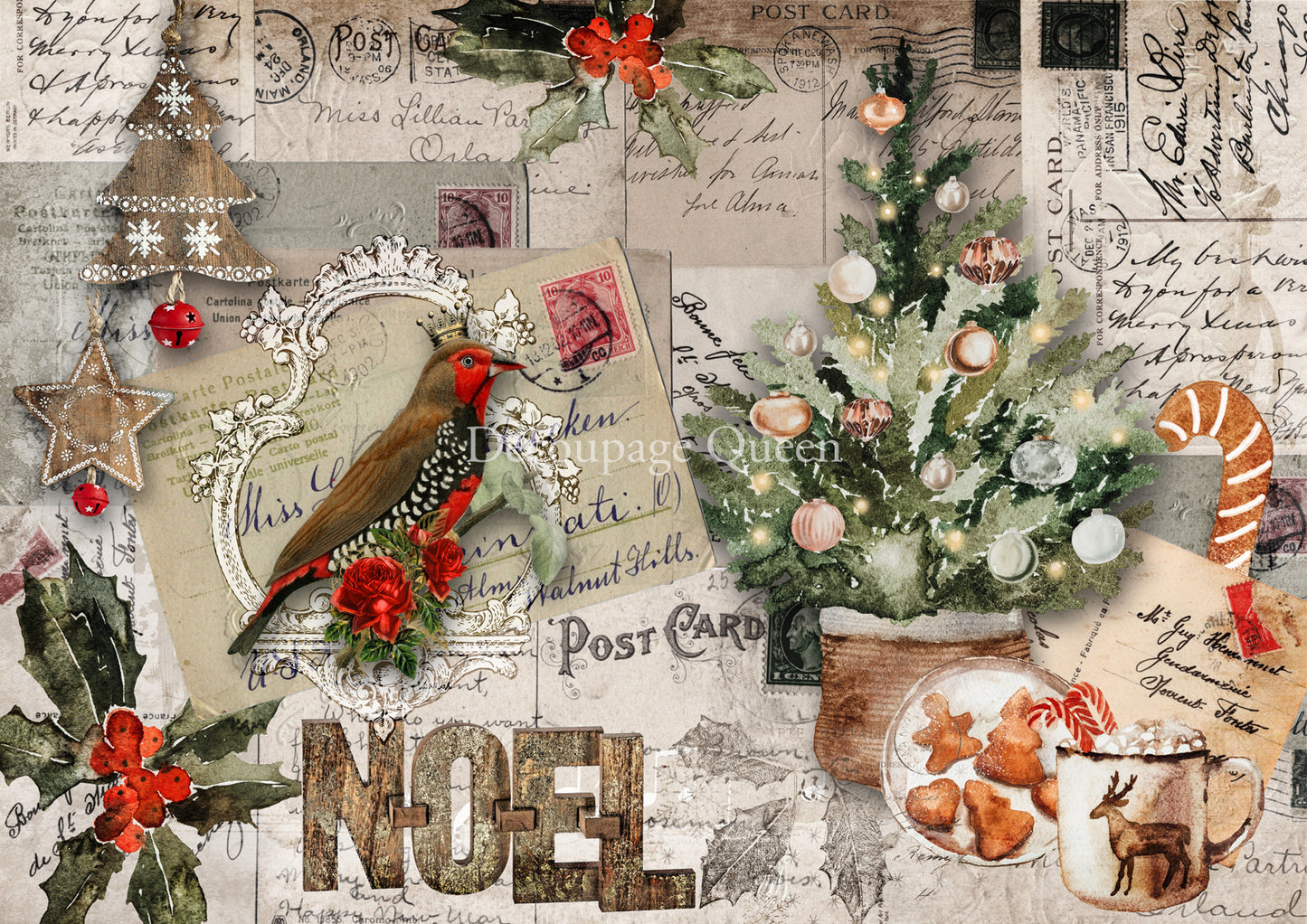 Decoupage Queen Rice Paper Postcard Collage A4