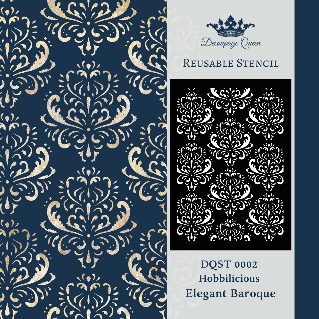 Decoupage Queen Hobbilicious Elegant Baroque Stencil A4