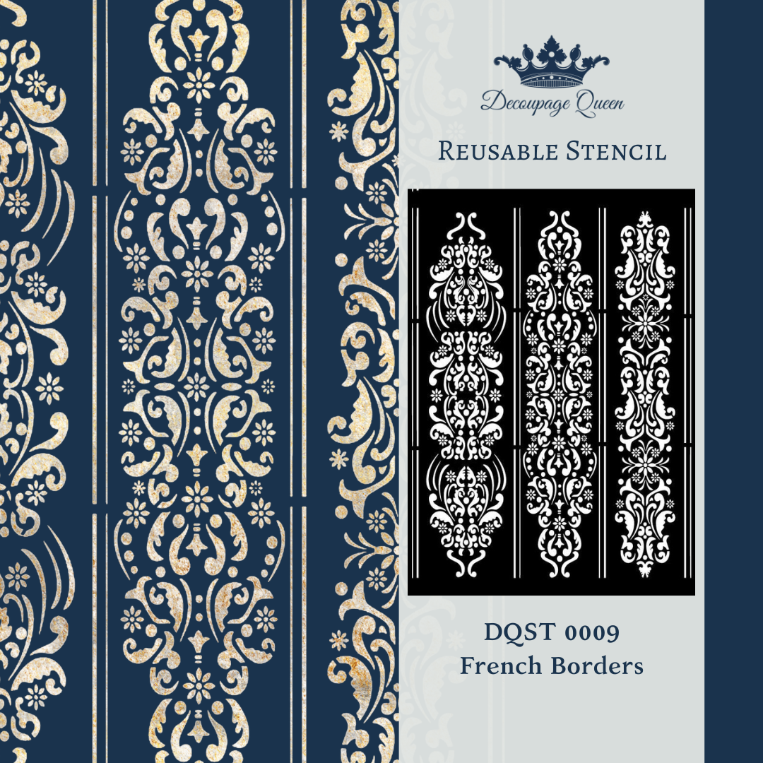 Decoupage Queen French Borders Stencil A4