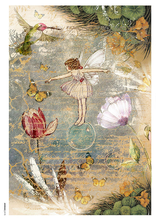 Paper Designs Washipaper Rice Paper for Decoupage Fairies 0086 A4