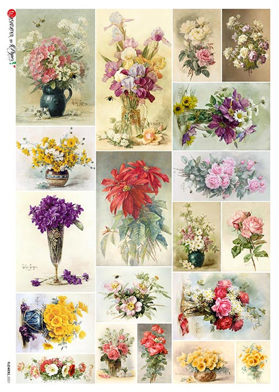 Paper Designs Washipaper Rice Paper for Decoupage FLOWERS 0321 A3-A4