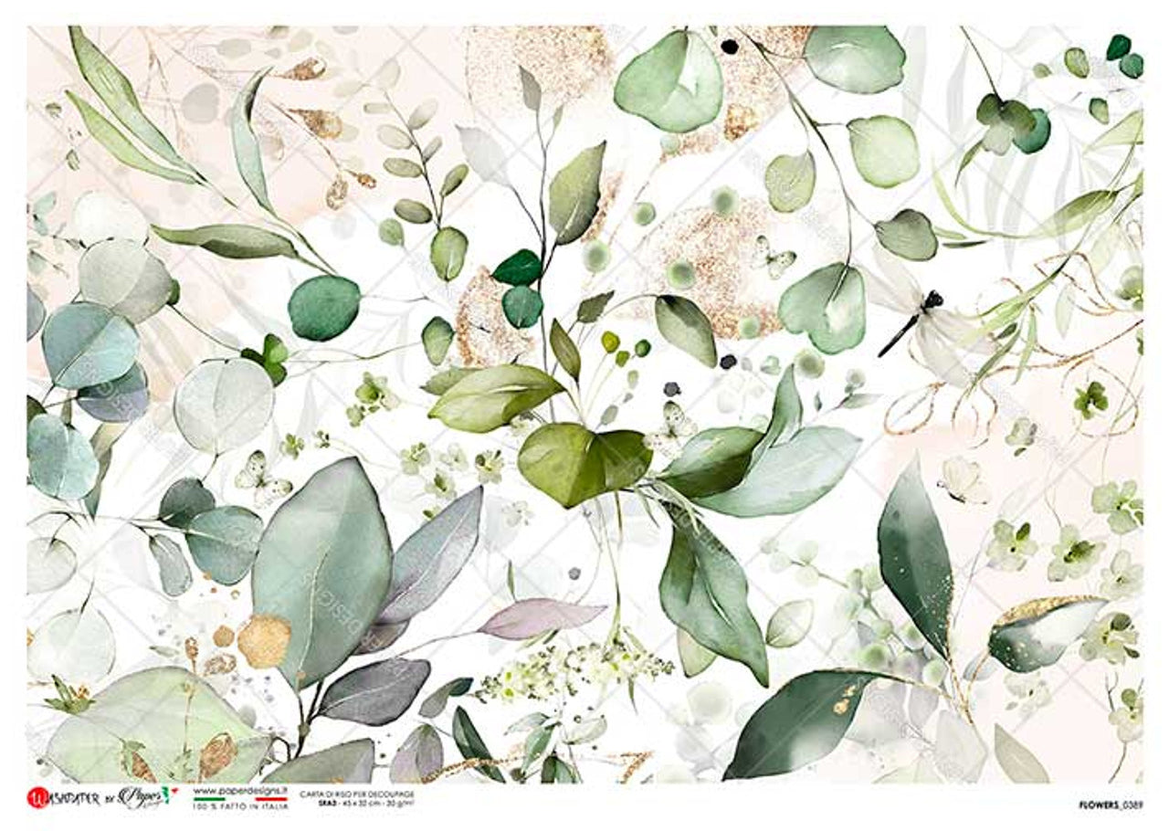Paper Designs Washipaper Rice Paper for Decoupage Flowers 0387 A4