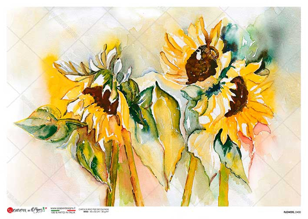 Paper Designs Washipaper Rice Paper for Decoupage Flowers 0400 A4