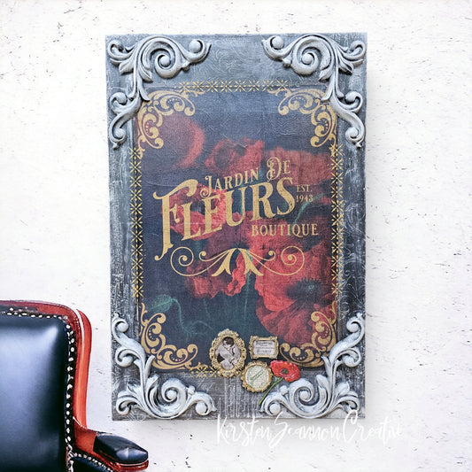 "The Boutique" Mixed Media Canvas, Wall Art