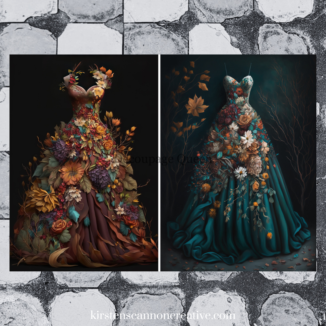 Decoupage Queen Rice Paper Autumn Gowns A3 & A4