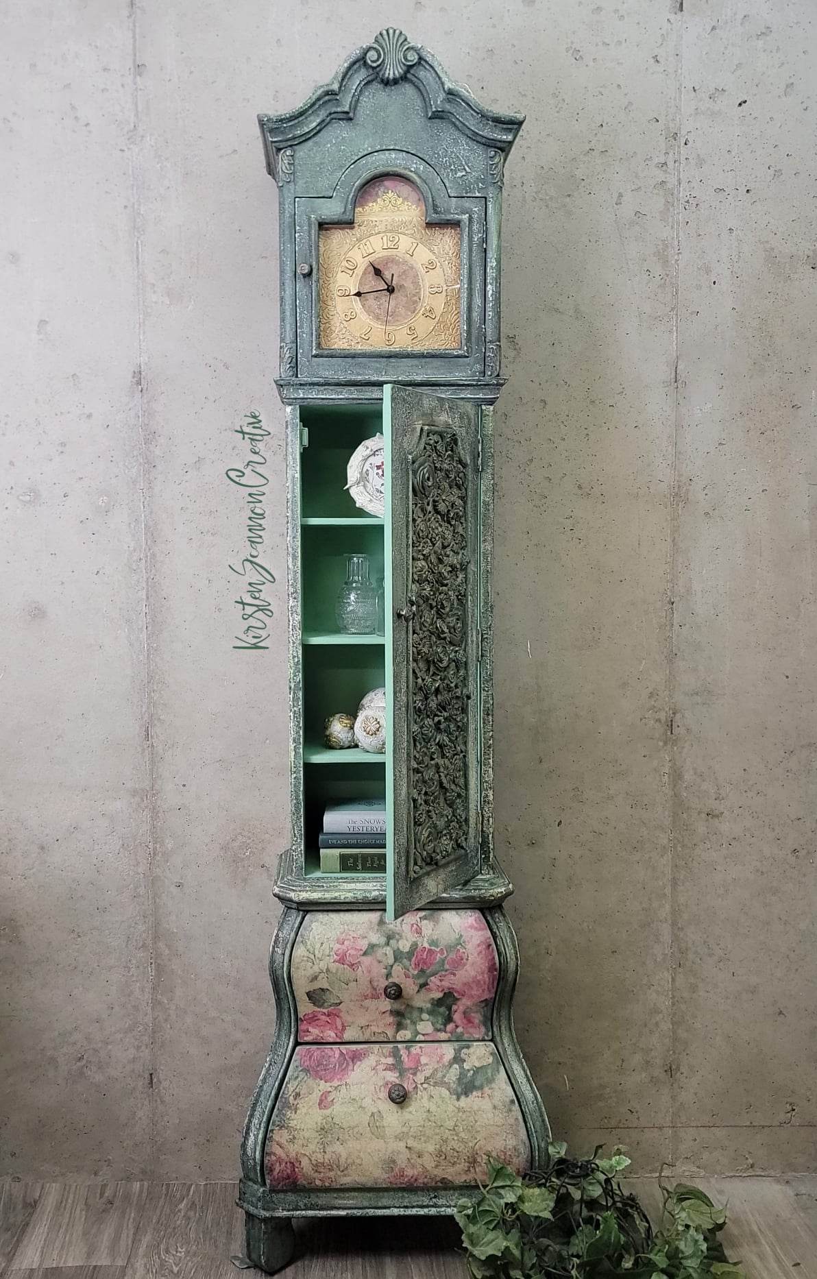 SOLD Floor Clock "Rose Garden" Grandmother Clock