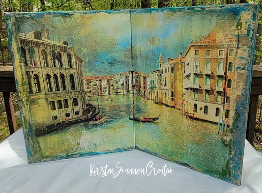 Ride a Gondola in Venice - Mixed Media Gallery-Wrapped Canvas Diptych