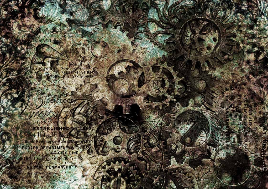 Decoupage Queen Rice Paper Abstract Gears RETIRED A4