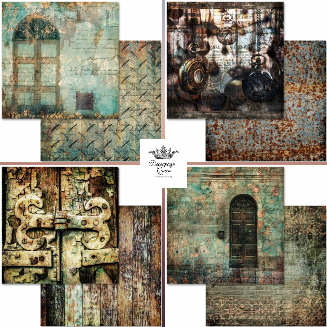 Decoupage Queen Weathered and Worn Scrapbook Set - Mini - Scrapbook Paper