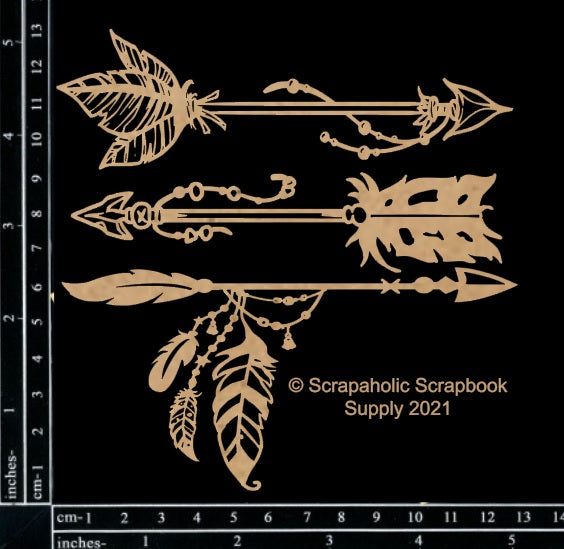 Scrapaholics Boho Arrow Set Chipboard for DIY Projects, Scrapbooking, Art Journals, Mixed Media, Collage