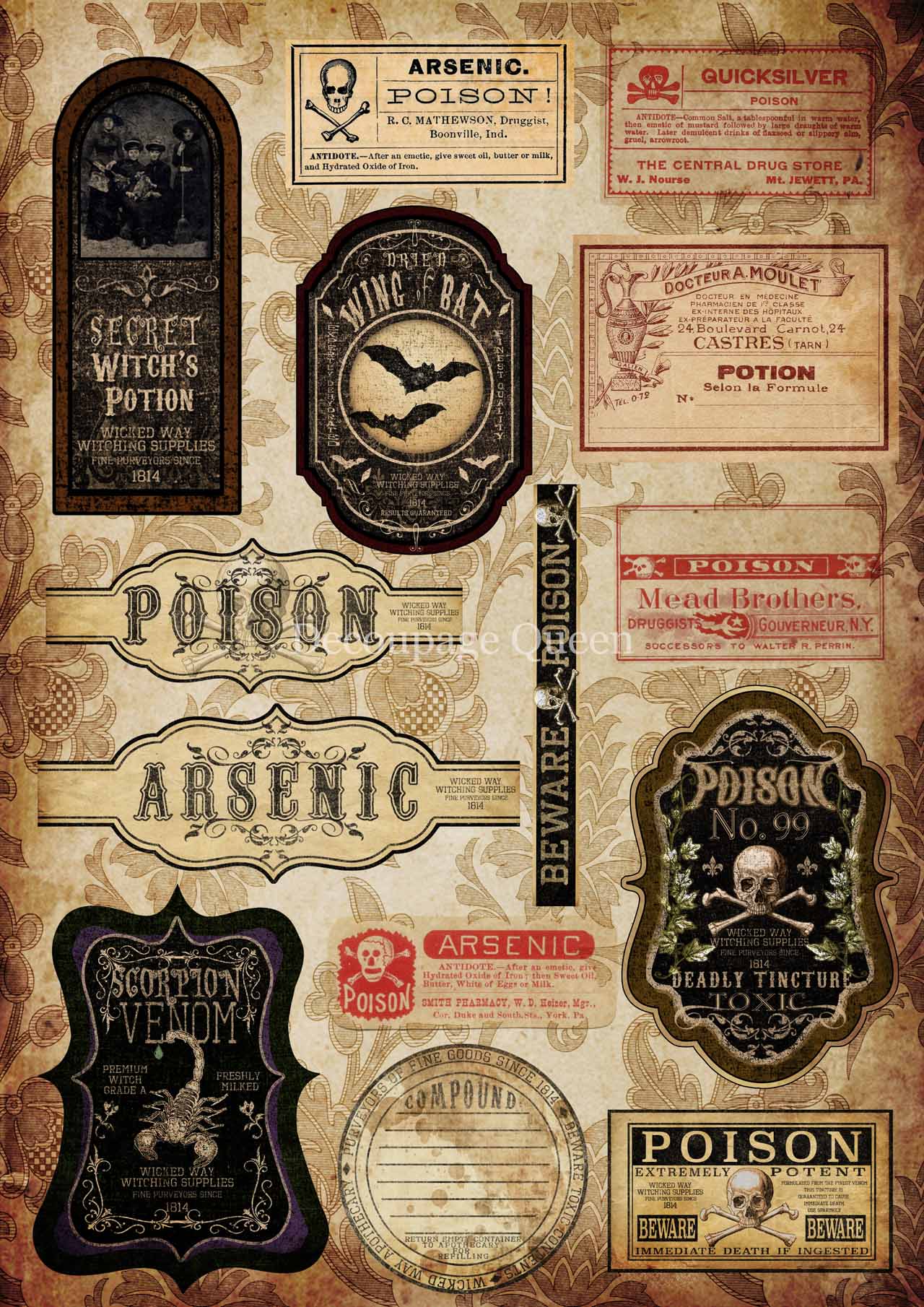 Decoupage Queen A3 & A4 Rice Paper Beware of Poison