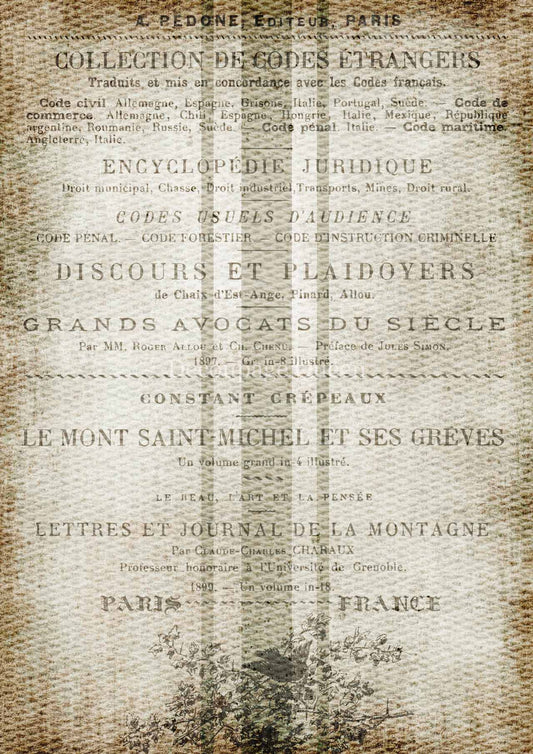 Decoupage Queen A2-A4 Rice Paper French Grain Sack