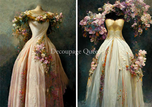 Decoupage Queen Rice Paper Spring Gowns A4