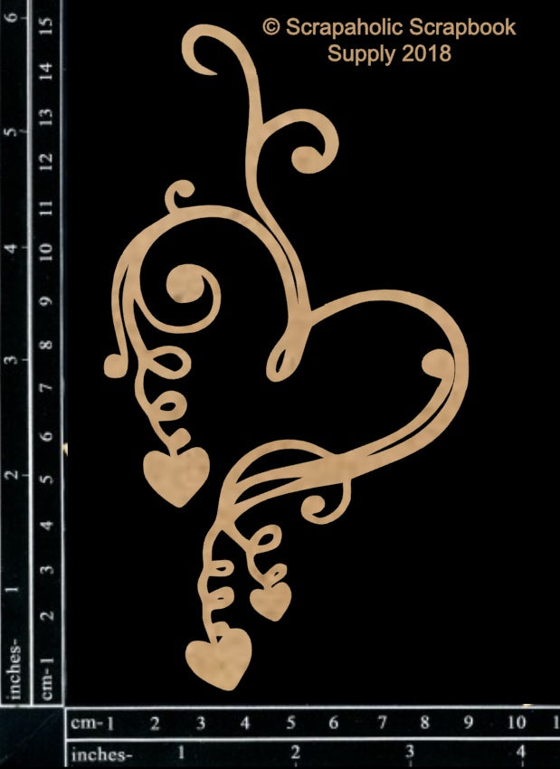 Scrapaholics Doodle Heart Dangle Chipboard