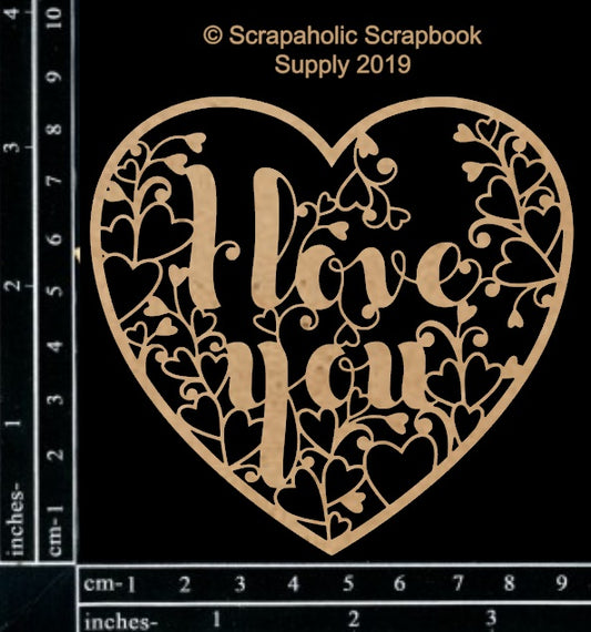 Scrapaholics I Love You Heart Chipboard