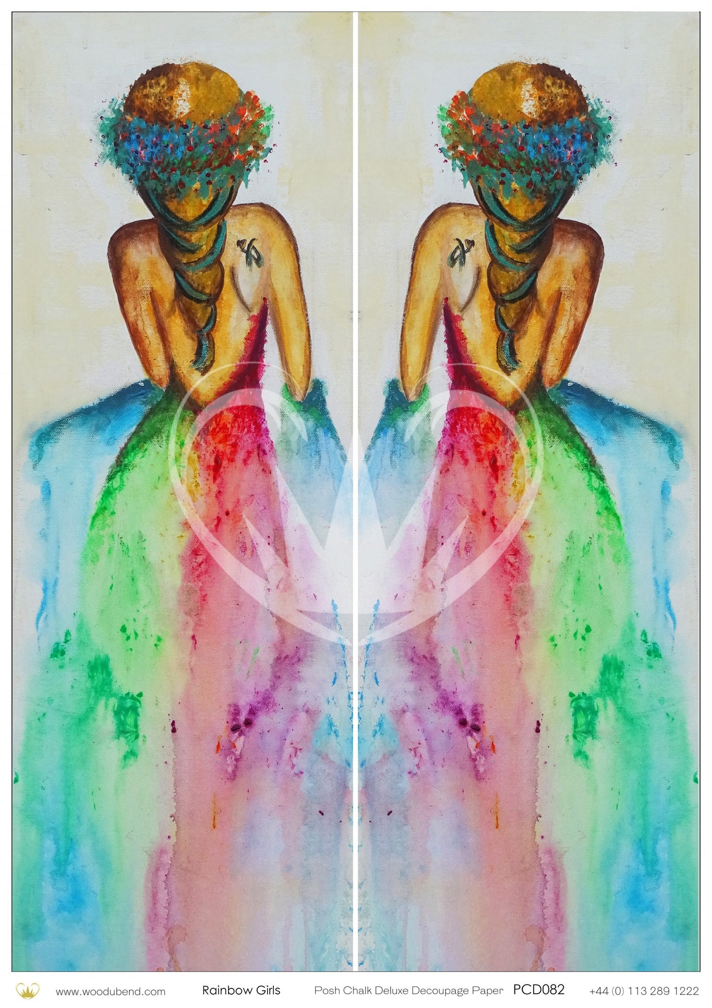 Rainbow Girl A3 Deluxe Rice Paper for Decoupage by Posh Chalk