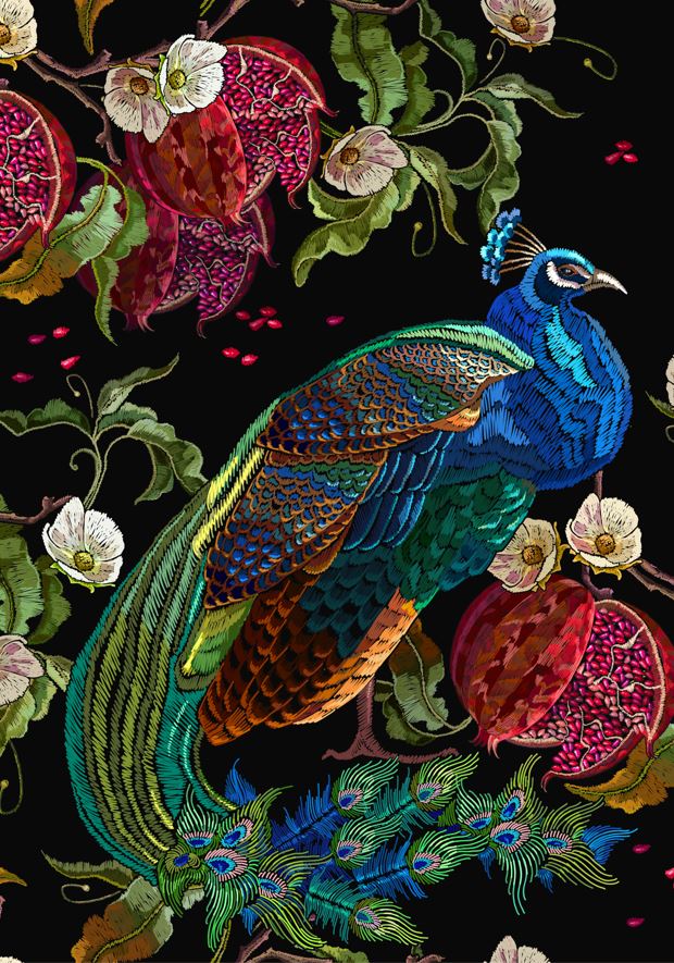 Peacock Reversed A3 - Mint by Michelle Decoupage Paper