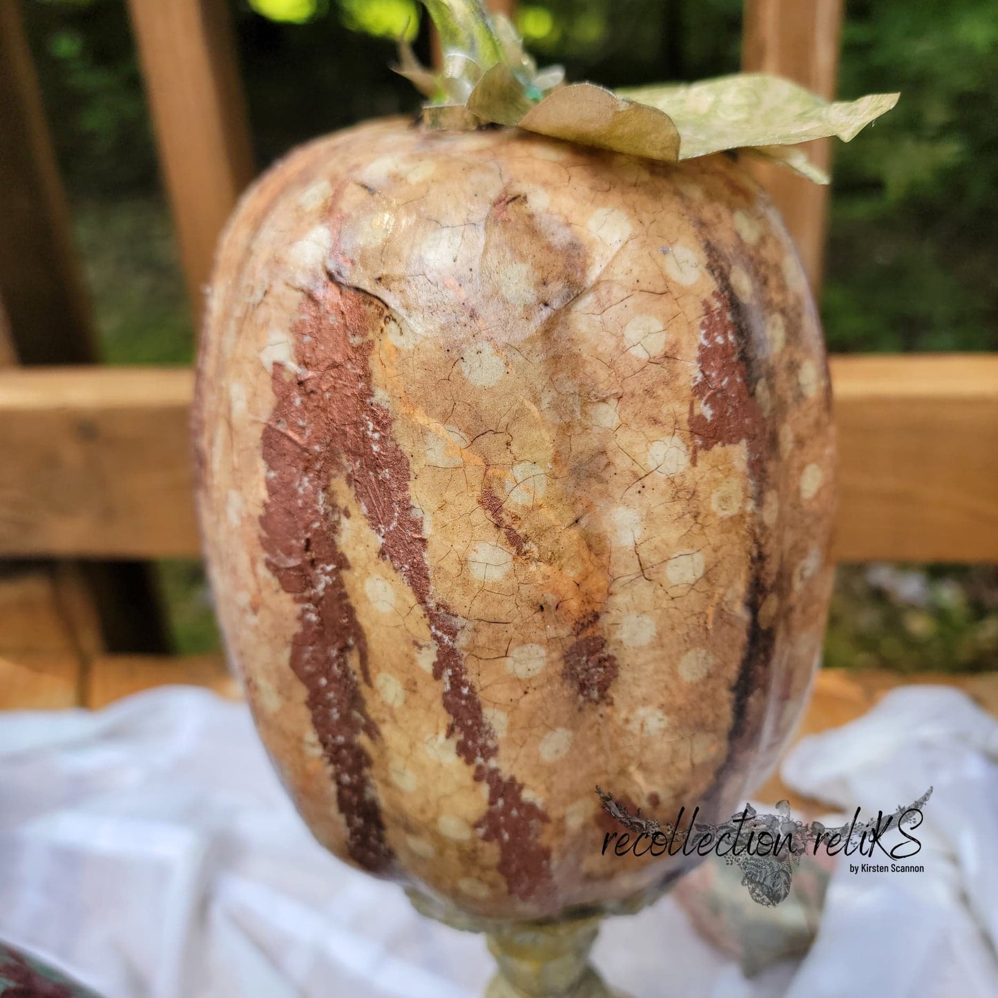 Vintage Style Polka Dots Pumpkin | Custom Painted and Decorated Foam Pumpkin - Table Décor - Home Décor - Autumn - Fall